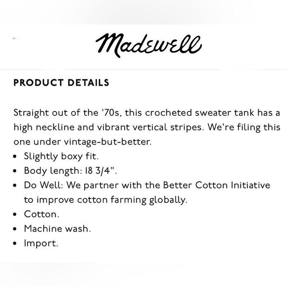 Madewell Janson Crochet Earth Tone Rainbow Stripe Tank Sweater Top - Picture 3 of 13